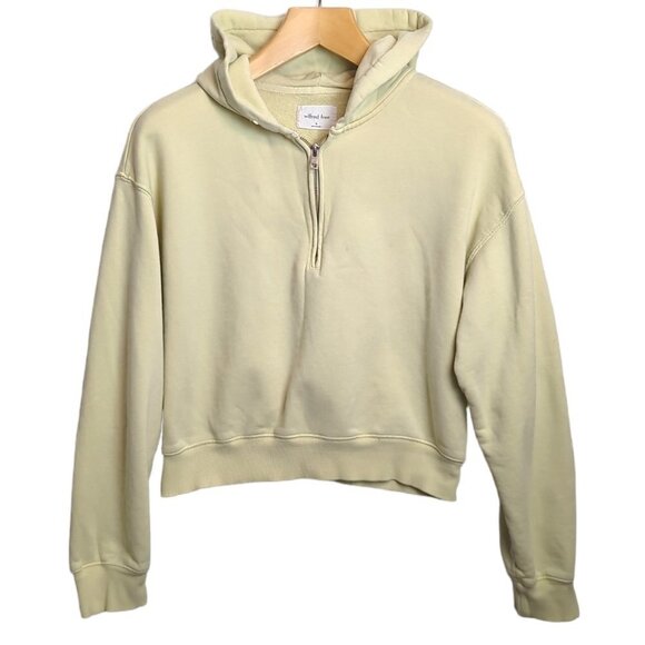 Aritzia Wilfred Free Terry Fleece 1/4-Zip Hoodie Organic Cotton Sweatshirt - Picture 5 of 8